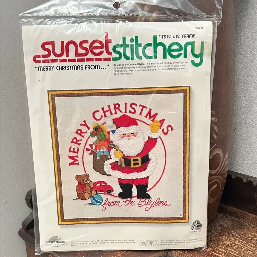 Vintage Sunset Stitchery “Merry Christmas From..” Needlepoint Kit, NEW Unopened